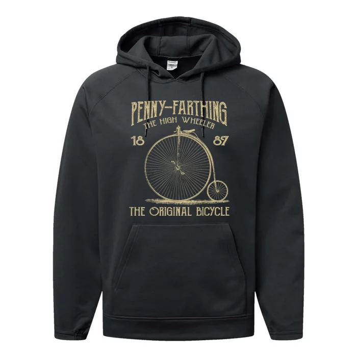 Penny Farthing Bike Retro Vintage Bicycle Performance Fleece Hoodie