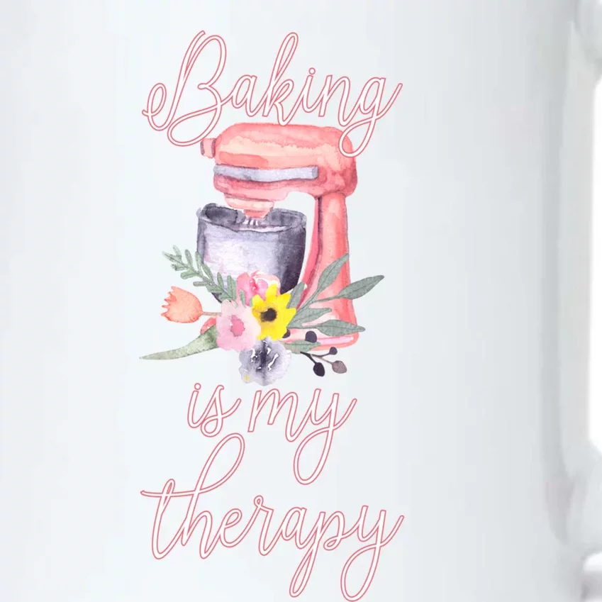 Pretty Floral Baking Is My Therapy Gift Great Gift Black Color Changing Mug