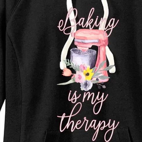 Pretty Floral Baking Is My Therapy Gift Great Gift Women's Fleece Hoodie