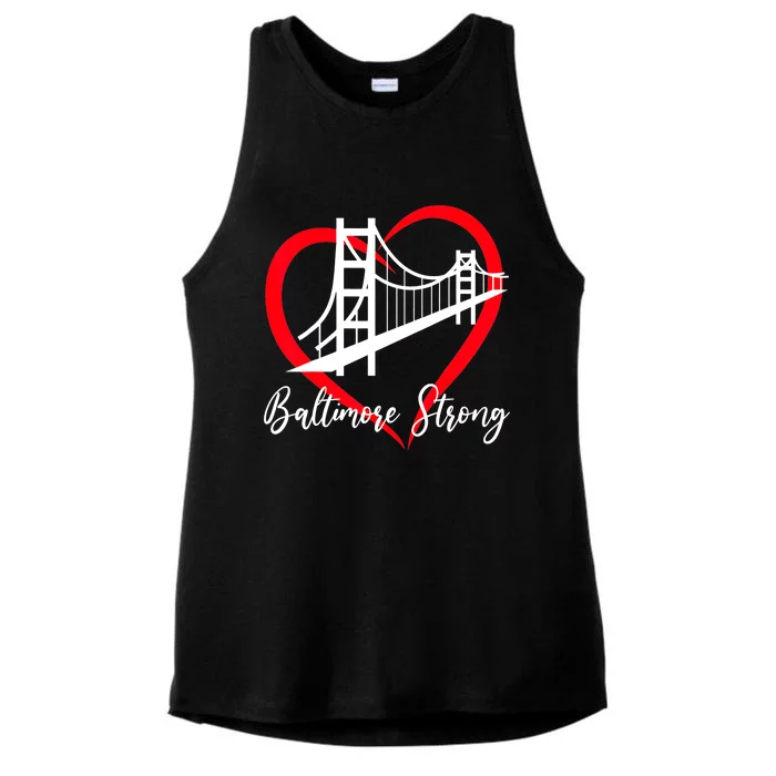 Pray For Baltimore Bridge Baltimore Strong Baltimore Heart Ladies Tri-Blend Wicking Tank