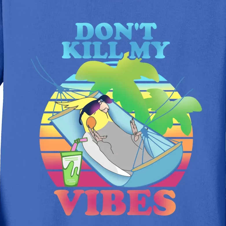 Parrot Fun Birb Memes Summer Cockatiel Don't Kill My Vibes Gift Kids Long Sleeve Shirt