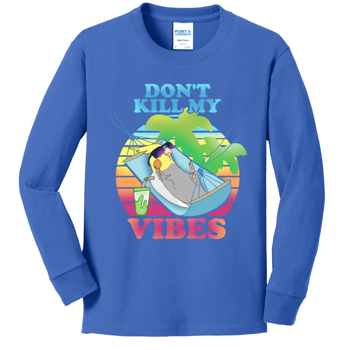 Parrot Fun Birb Memes Summer Cockatiel Don't Kill My Vibes Gift Kids Long Sleeve Shirt