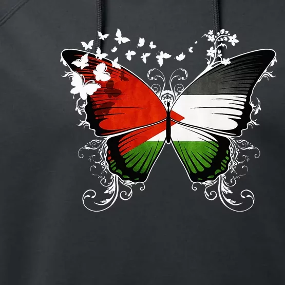 Palestine Flag Butterfly Performance Fleece Hoodie