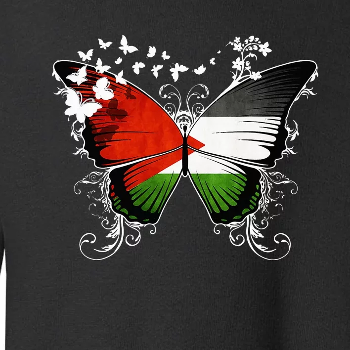 Palestine Flag Butterfly Toddler Sweatshirt