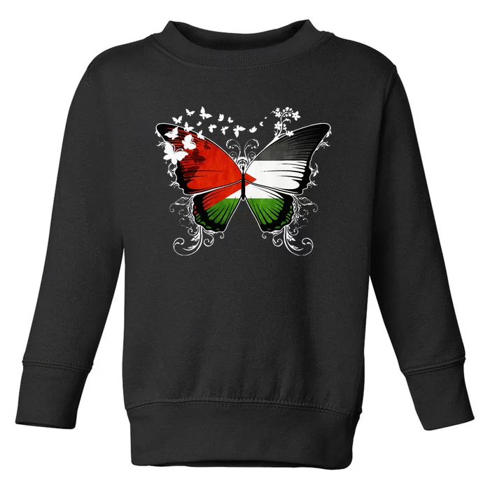 Palestine Flag Butterfly Toddler Sweatshirt