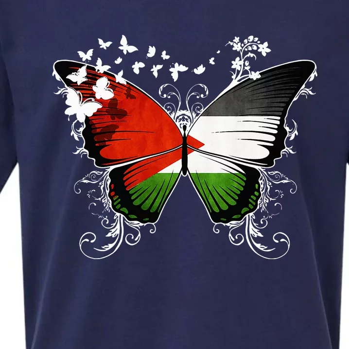 Palestine Flag Butterfly Sueded Cloud Jersey T-Shirt