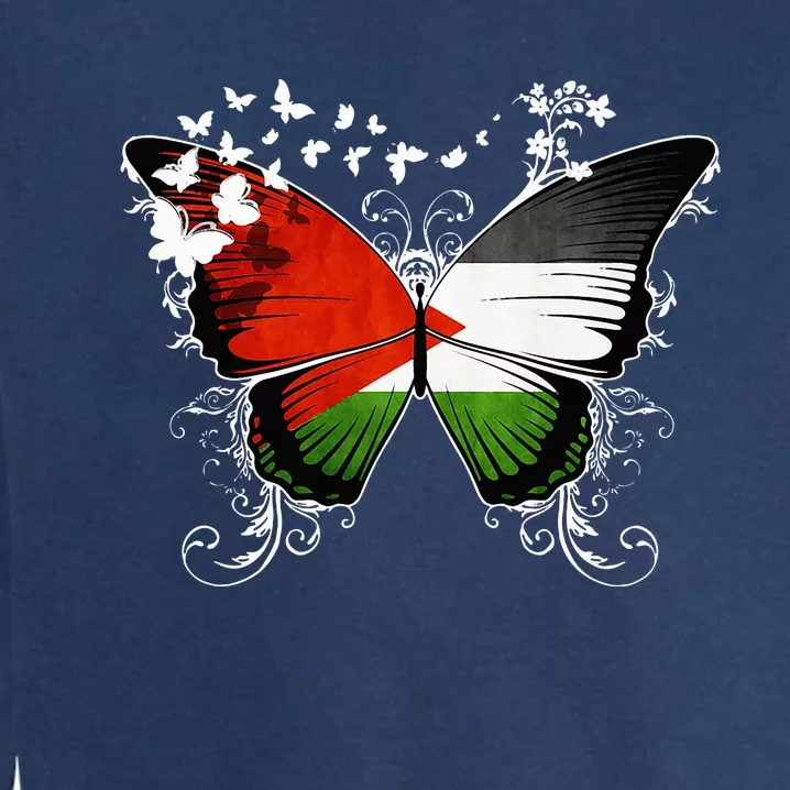 Palestine Flag Butterfly Garment-Dyed Sweatshirt