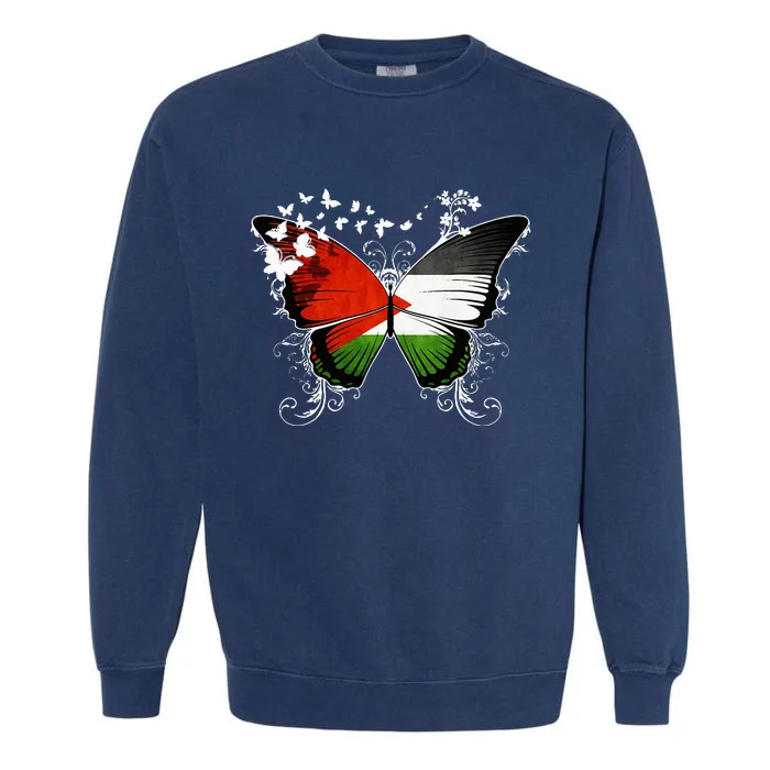 Palestine Flag Butterfly Garment-Dyed Sweatshirt