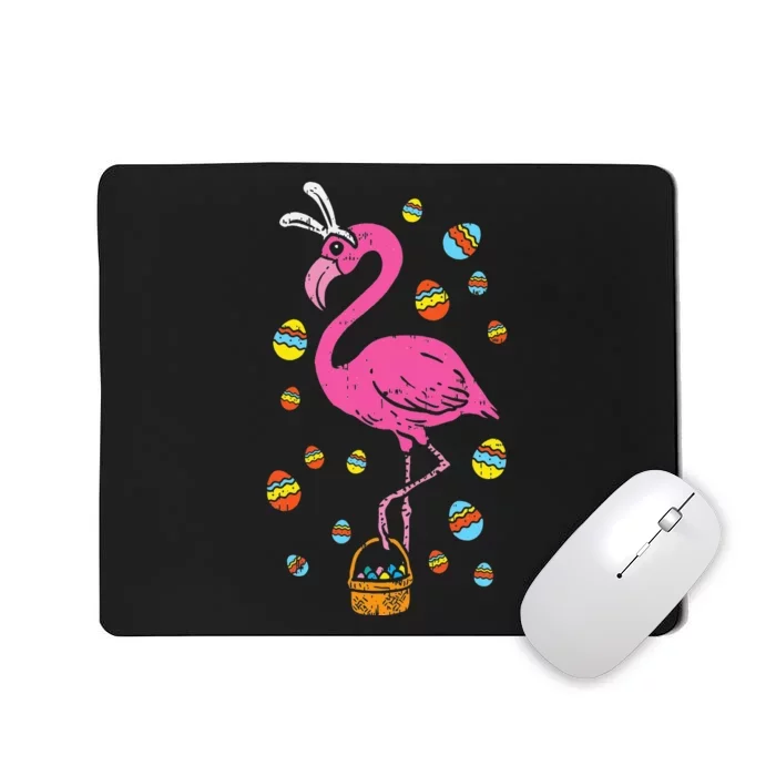 Pink Flamingo Bunny Ears Eggs Basket Cute Easter Gift Mousepad