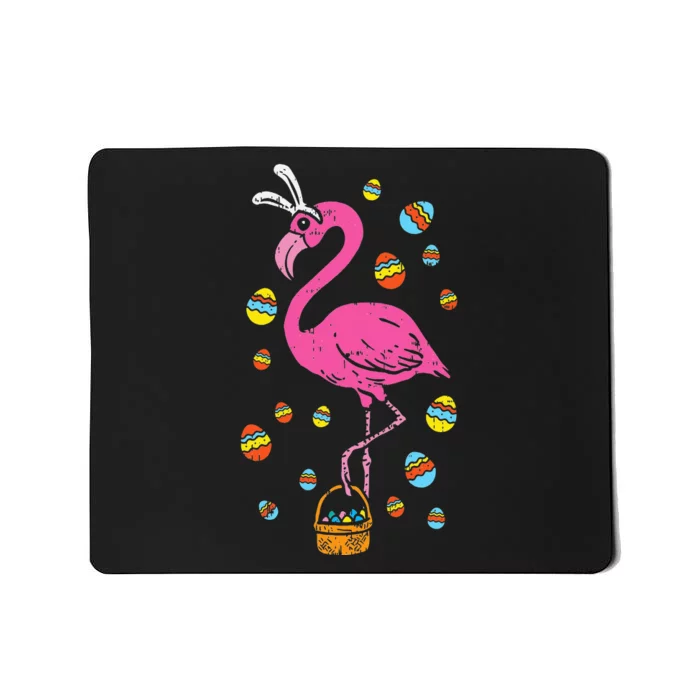 Pink Flamingo Bunny Ears Eggs Basket Cute Easter Gift Mousepad