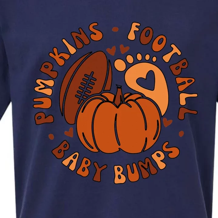 Pumpkins Football Baby Bumps Fall Thanksgiving Pregnancy Sueded Cloud Jersey T-Shirt