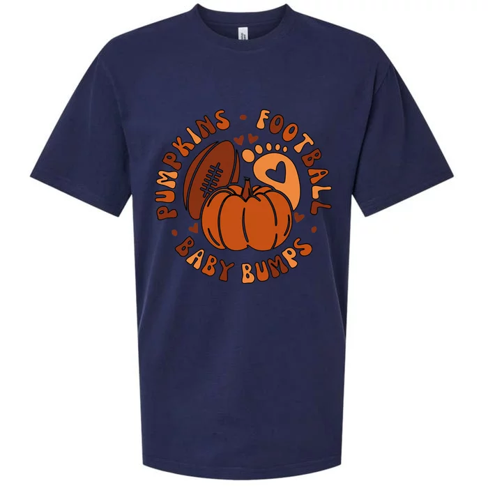 Pumpkins Football Baby Bumps Fall Thanksgiving Pregnancy Sueded Cloud Jersey T-Shirt