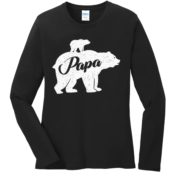 PapaBear Father Bear Baby Newborn Family Papa Bear Ladies Long Sleeve Shirt