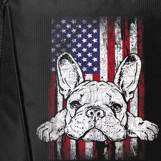 Patriotic French Bulldog American Flag Dog City Backpack