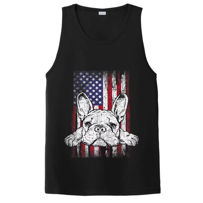 Patriotic French Bulldog American Flag Dog Performance Tank