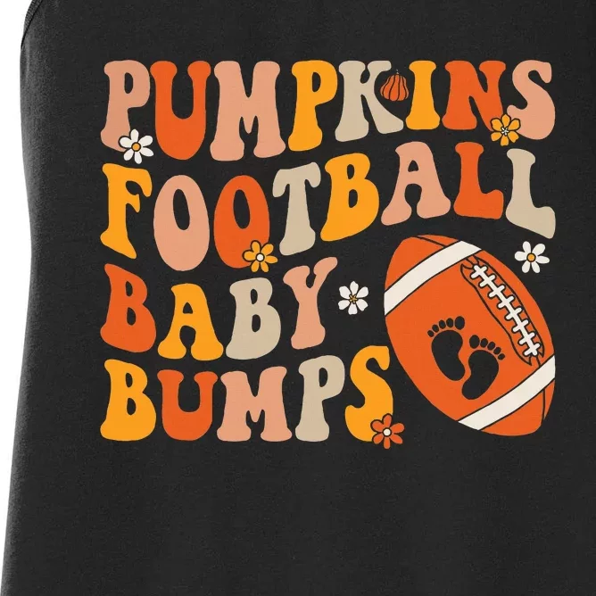 Pumpkins Football Baby Bumps Pregnancy Announcement Fall Women's Racerback Tank