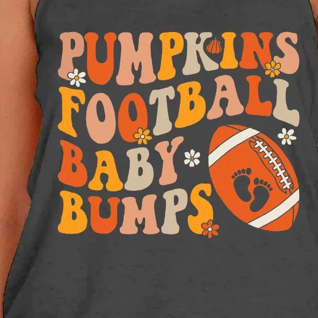 Pumpkins Football Baby Bumps Pregnancy Announcement Fall Women's Knotted Racerback Tank