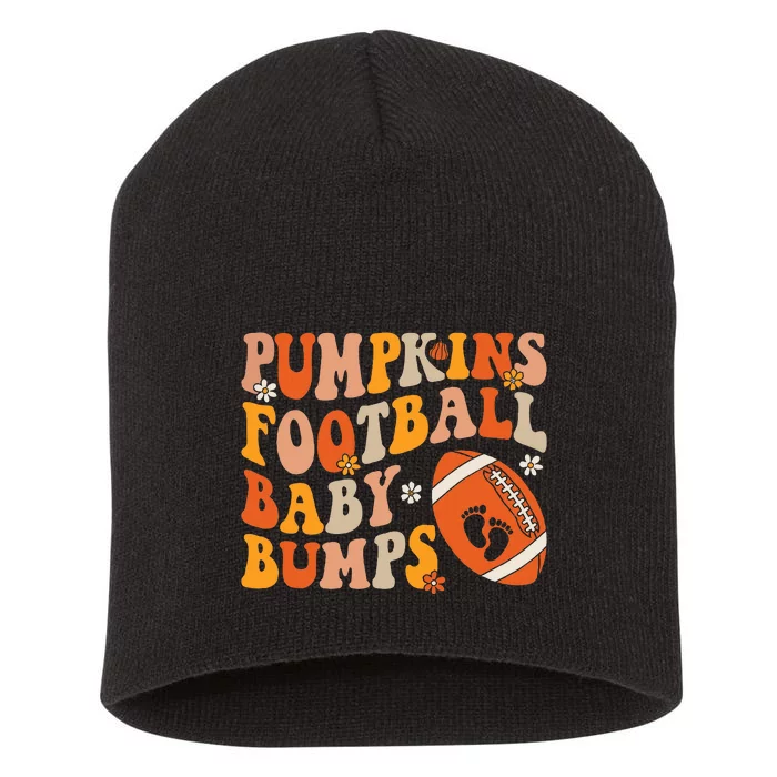 Pumpkins Football Baby Bumps Pregnancy Announcement Fall Short Acrylic Beanie