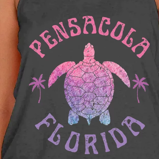 Pensacola Florida Beach Sea Turtle Summer Vacation Women's Knotted Racerback Tank