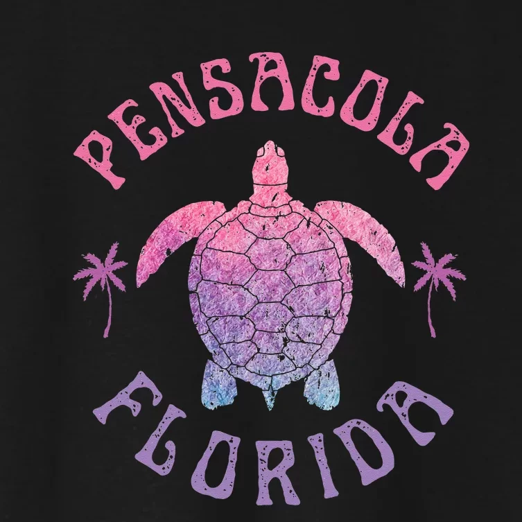 Pensacola Florida Beach Sea Turtle Summer Vacation Women's Crop Top Tee