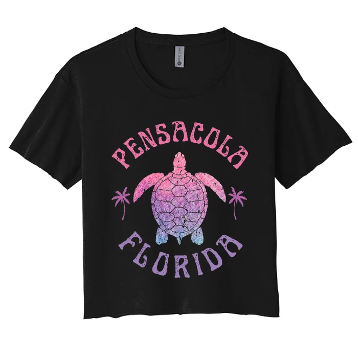 Pensacola Florida Beach Sea Turtle Summer Vacation Women's Crop Top Tee