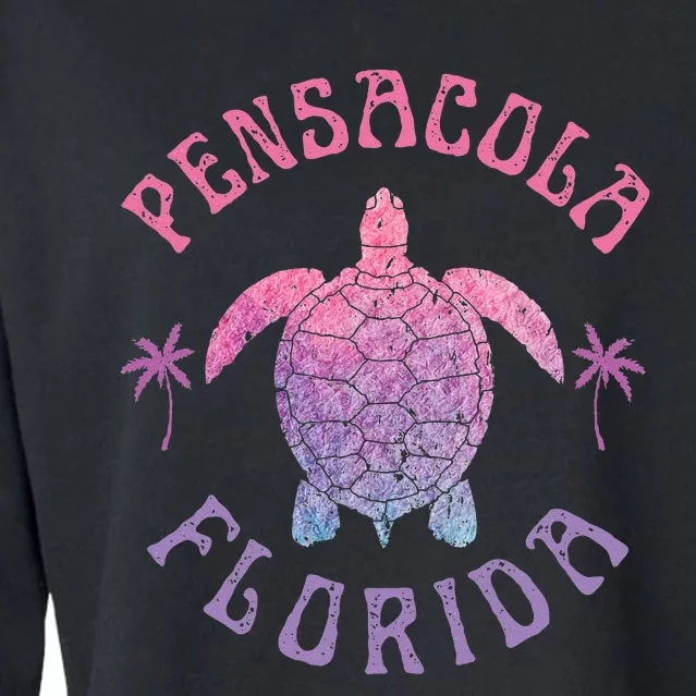 Pensacola Florida Beach Sea Turtle Summer Vacation Cropped Pullover Crew