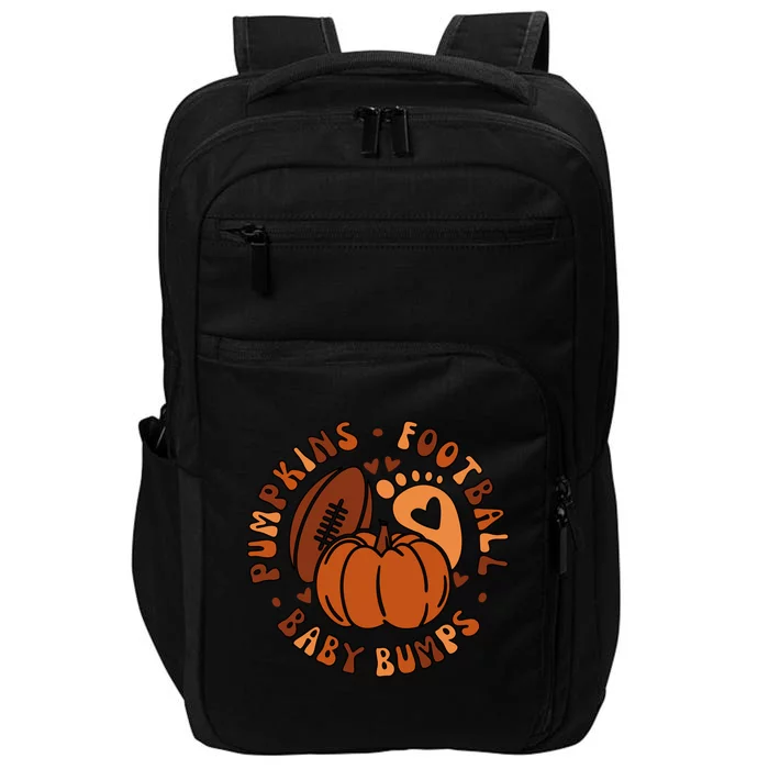 Pumpkins Football Bumps Fall Thanksgiving Pregnancy Gift Impact Tech Backpack