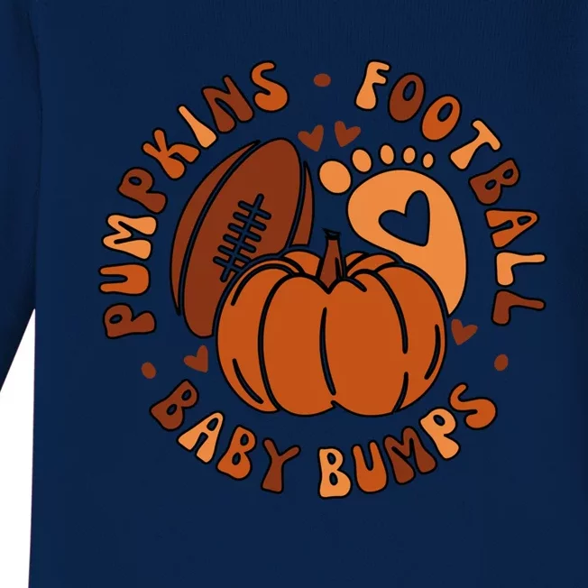 Pumpkins Football Bumps Fall Thanksgiving Pregnancy Gift Baby Long Sleeve Bodysuit