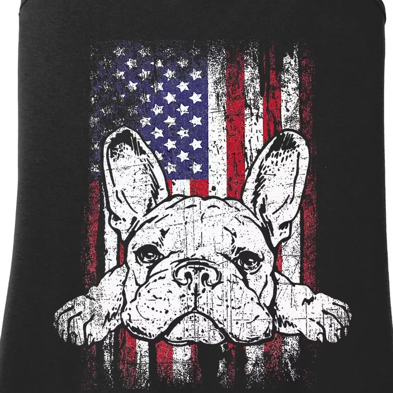 Patriotic French Bulldog American Flag Dog Ladies Essential Tank