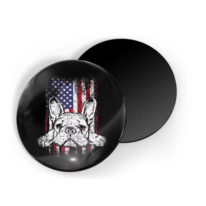 Patriotic French Bulldog American Flag Dog Magnet