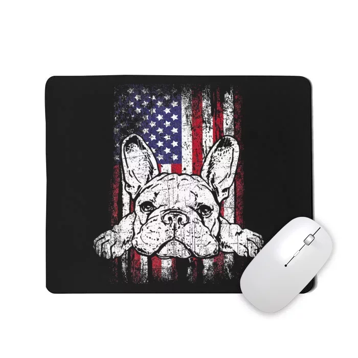 Patriotic French Bulldog American Flag Dog Mousepad