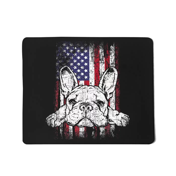 Patriotic French Bulldog American Flag Dog Mousepad