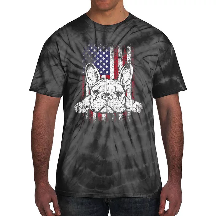 Patriotic French Bulldog American Flag Dog Tie-Dye T-Shirt