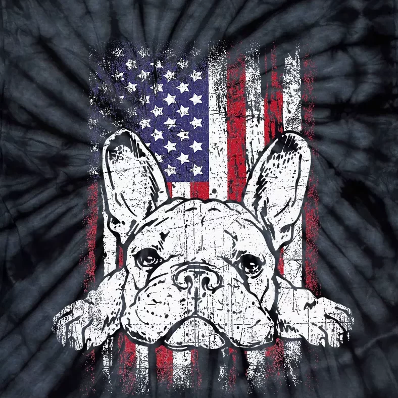 Patriotic French Bulldog American Flag Dog Tie-Dye T-Shirt