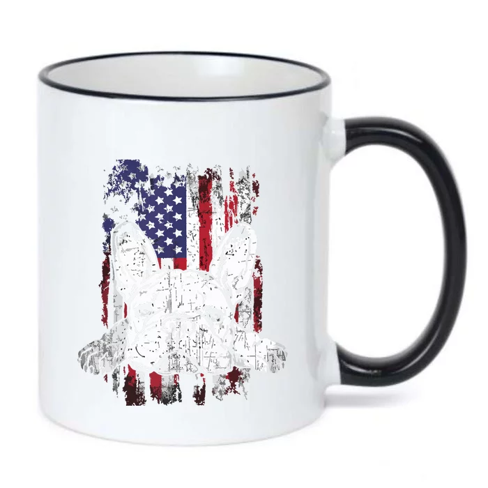 Patriotic French Bulldog American Flag Dog Black Color Changing Mug