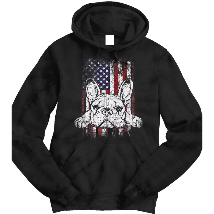 Patriotic French Bulldog American Flag Dog Tie Dye Hoodie