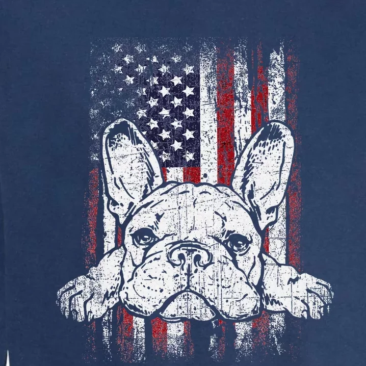 Patriotic French Bulldog American Flag Dog Garment-Dyed Sweatshirt