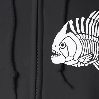 Piranha Fish Bone Design Full Zip Hoodie