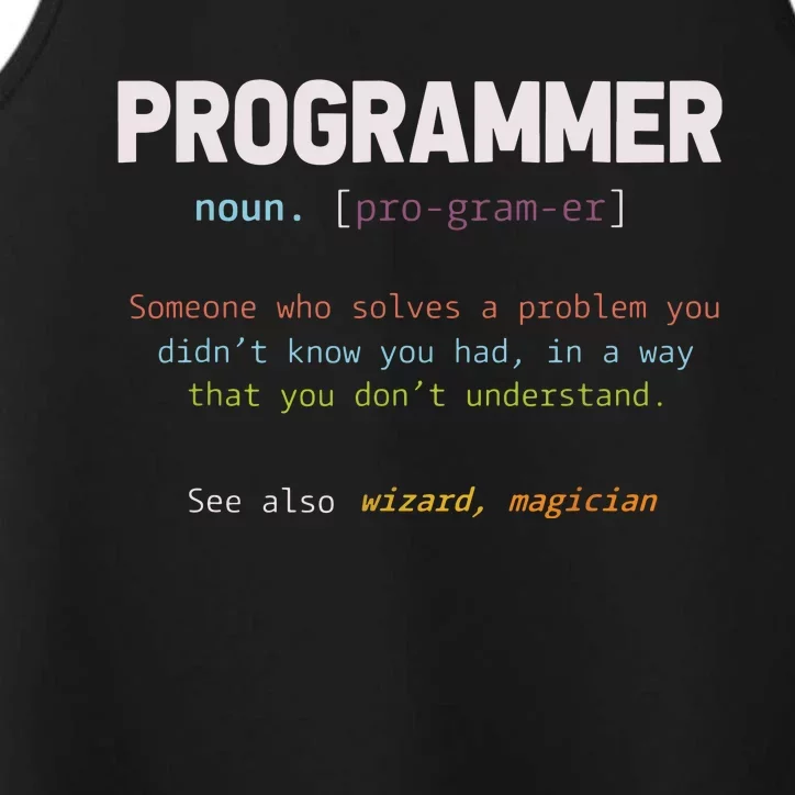 Programming Funny Computer Geek Gift Definition Programmer Performance Tank