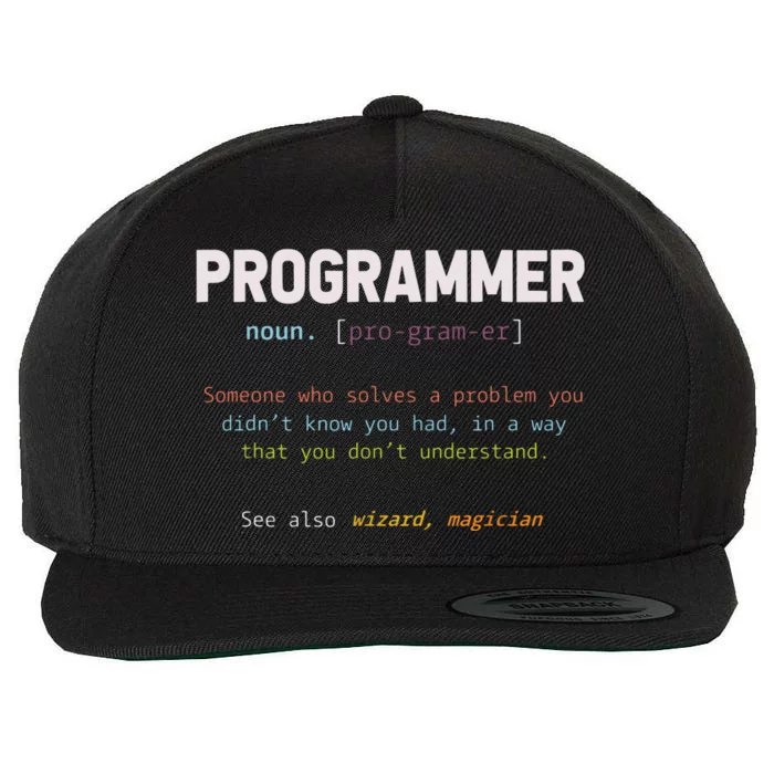 Programming Funny Computer Geek Gift Definition Programmer Wool Snapback Cap