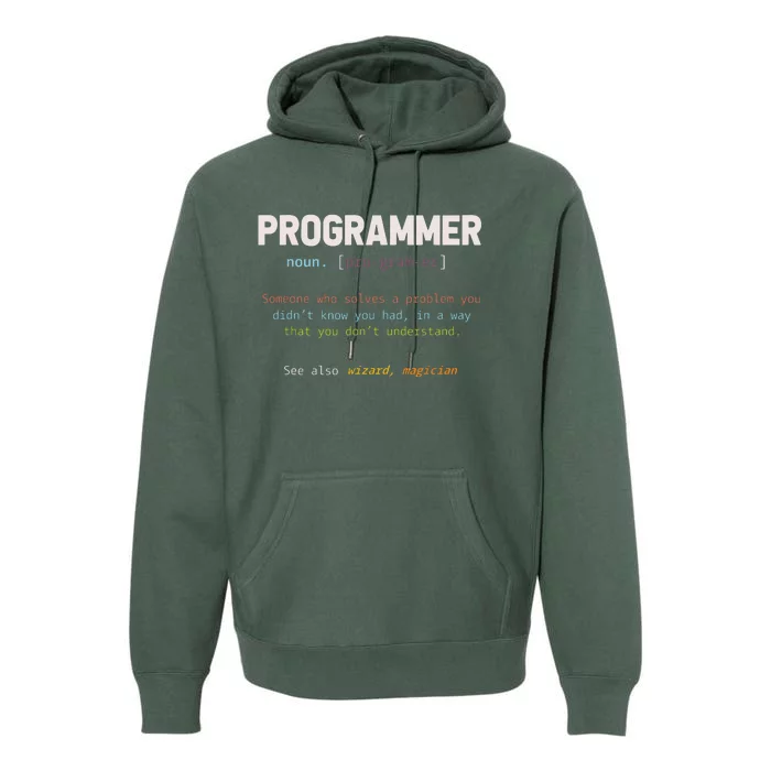 Programming Funny Computer Geek Gift Definition Programmer Premium Hoodie