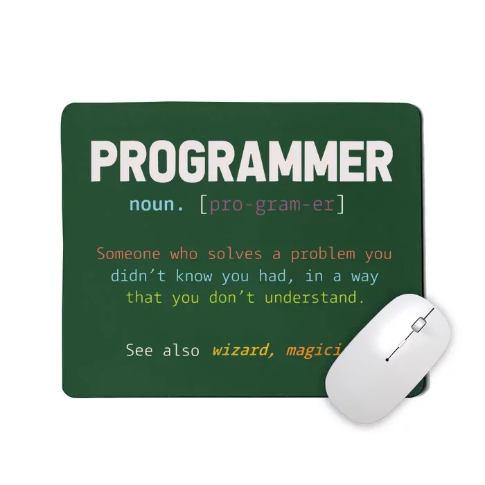 Programming Funny Computer Geek Gift Definition Programmer Mousepad