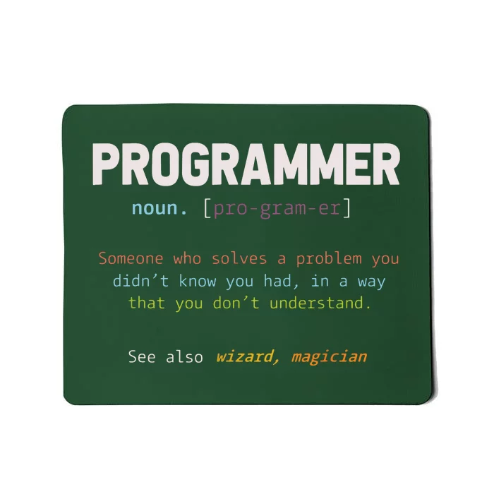 Programming Funny Computer Geek Gift Definition Programmer Mousepad