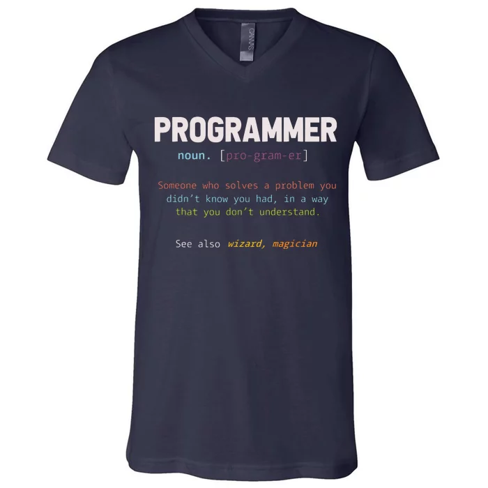 Programming Funny Computer Geek Gift Definition Programmer V-Neck T-Shirt