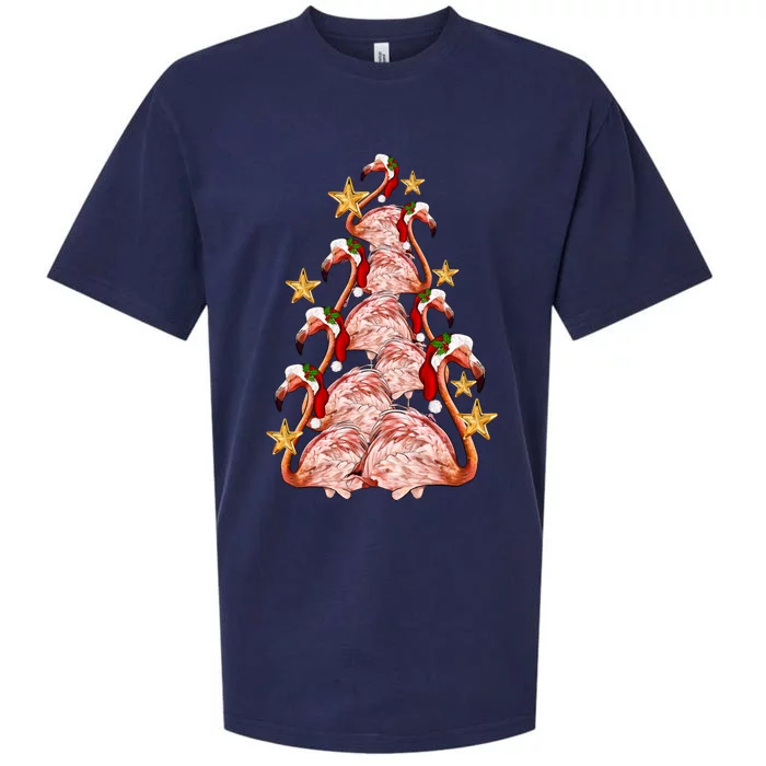 Pink Flamingo Christmas Tree Cute Flamingos Holiday DéCor Great Gift Sueded Cloud Jersey T-Shirt