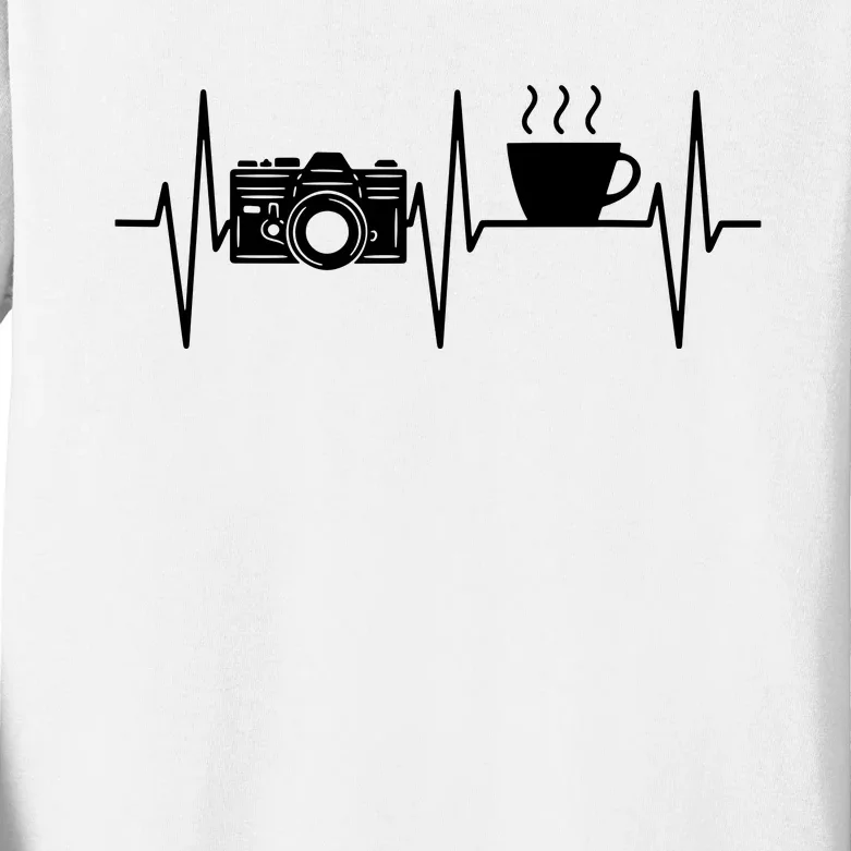 Photographer Funny Coffee Lover Camera Photography Kids Long Sleeve Shirt