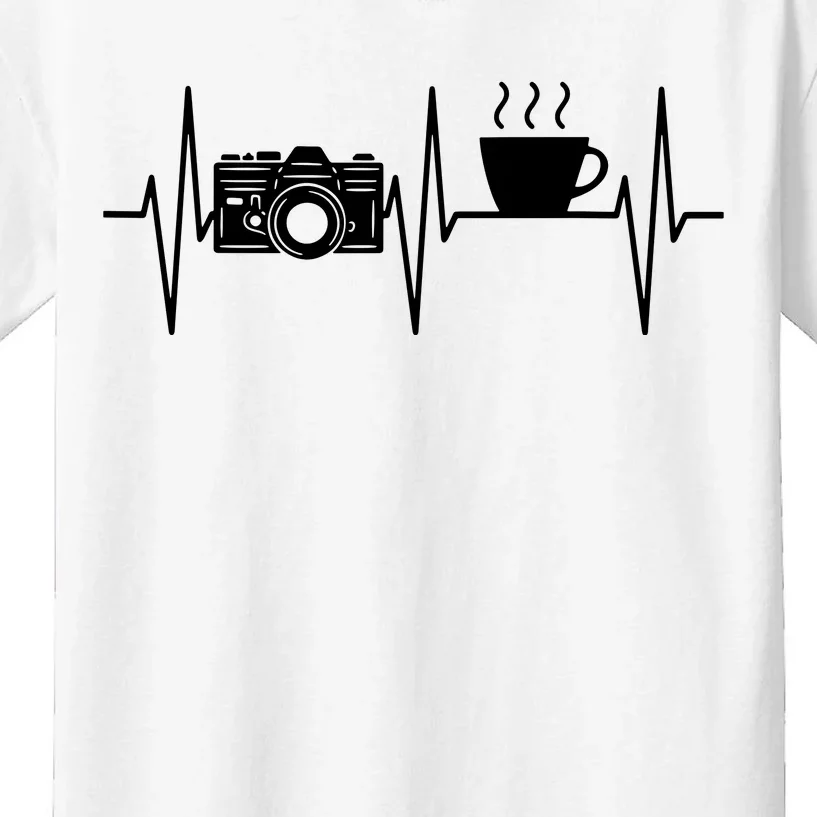 Photographer Funny Coffee Lover Camera Photography Kids T-Shirt