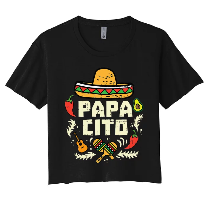 Papacito Family Cinco De Mayo Matchin Couple Mexican Dad Women's Crop Top Tee