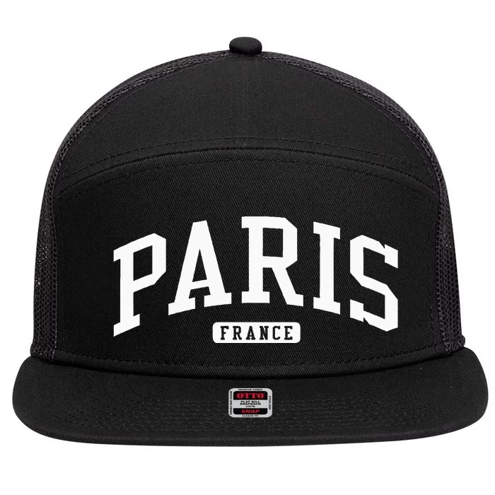 Paris France College University Style 7 Panel Mesh Trucker Snapback Hat