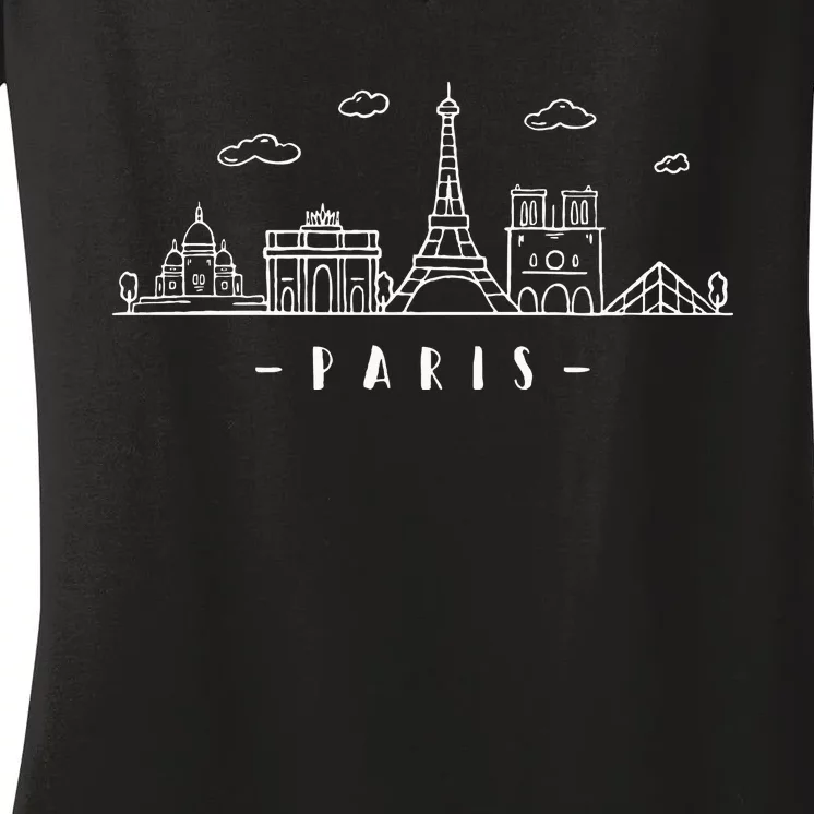 Paris France Capitalcity Skyline Eiffeltower Paris Lovers Women's V-Neck T-Shirt